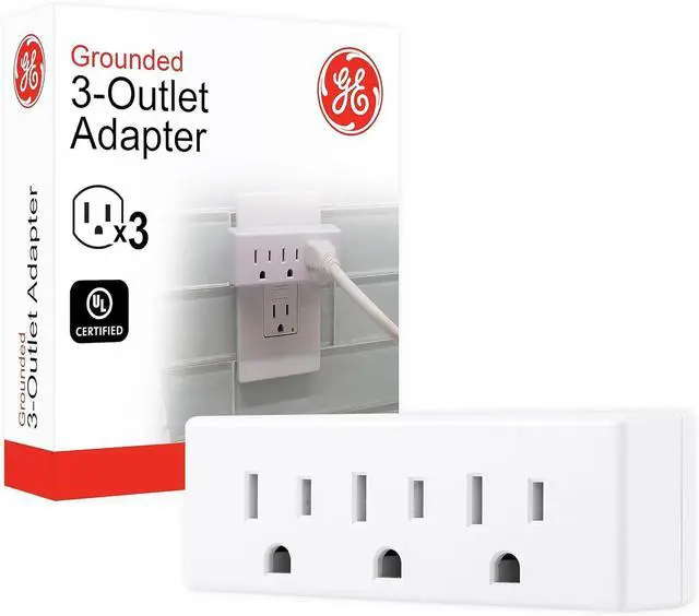 Main image of 3-Outlet Extender Wall Tap Grounded Adapter Plug Indoor Rated 3-Prong Perfect for Travel UL Listed White 52203