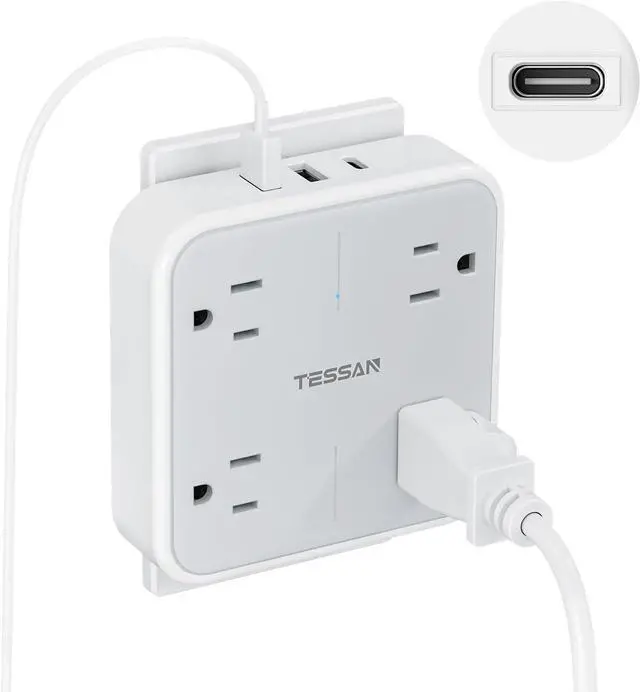 Main image of Multi Plug Outlet Extender, TESSAN Surge Protector Splitter with 3 USB (1 USB C Port) Wall Charger, Multiple Expander for Travel, Home, College Dorm Room