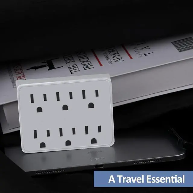 Alt view image 7 of 7 - 3 Prong Power Strip Outlet Extender Multi Plug Outlet with 6 Electrical Outlets Adapter Grounded Wall Outlet Tap ETL Listed 125V 15A Max 1875W Quick and Easy Install White