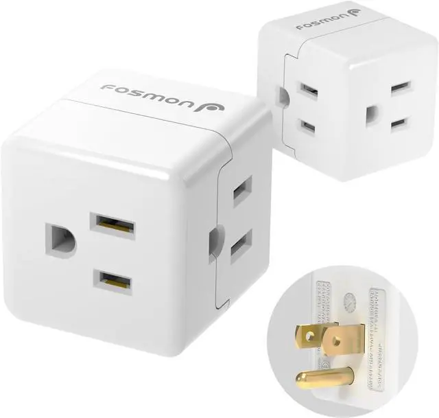 Main image of 3 Outlet Wall Adapter Cube Tap 90 Degree Wall Tap Triple Power Adapter Outlet Splitter 3 Prong Multi Plug Outlet 3 Way Plug Adapter Outlet Extender for Home or Travel ETL Listed