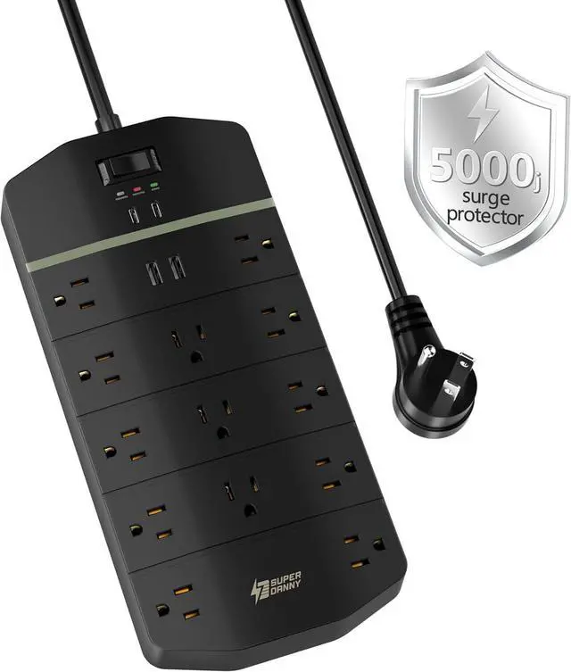Main image of Surge Protector Outlet Extender Multi Plug Outlet Splitter with 4 Electrical Outlets 3 USB Ports2 USB C 3 Sided Wall Plug Adapter for Home Office Travel Dorm Room Essentials