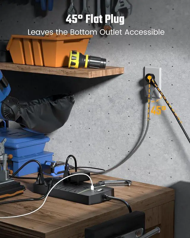 Alt view image 5 of 7 - Surge Protector Outlet Extender Multi Plug Outlet Splitter with 4 Electrical Outlets 3 USB Ports2 USB C 3 Sided Wall Plug Adapter for Home Office Travel Dorm Room Essentials