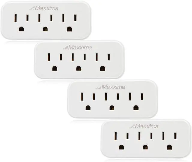 Main image of 3 Grounded Multi Outlet Adapter Wall Plug - Outlet Extender Wall Tap Turns 1 Outlet into 3 Indoor 3 Way Plug Splitter - White - 4 Pack