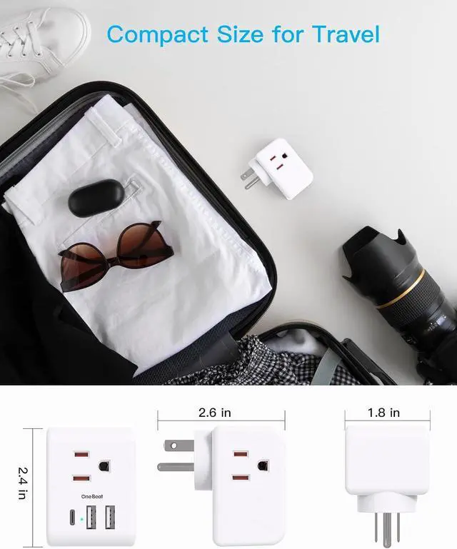 Alt view image 5 of 7 - Multi Plug Outlet Extender Power Strip Non Surge Protector Electric Outlet Splitter with 3 USB Wall Charger (1 USB C) Multiple Outlet Expander for Cruise Dorm Travel Home Office