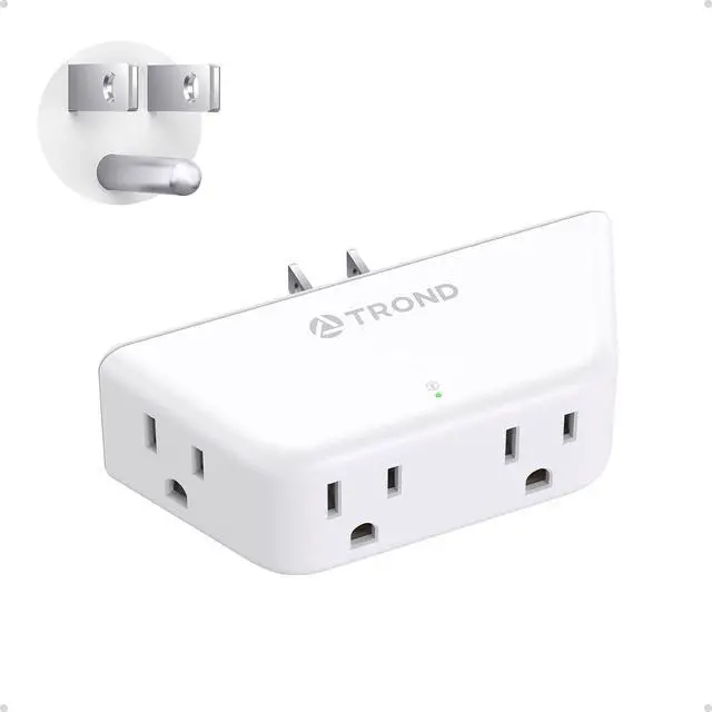 Main image of Outlet Extender Surge Protector - Multi Plug Wall Outlet with 4 Grounded Sockets 3 Way Angled Plug Adapter 900J Electrical Wall Splitter for Home Office Travel Dorm Room White
