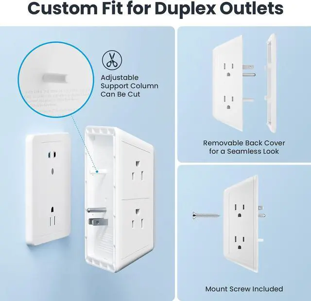Alt view image 4 of 7 - Multi Plug Outlet Surge Protector - 5 Outlet Extender with 4 USB Ports(2 USB-C PD 20W) and Night Light 3-Sided Power Strip with Adapter Spaced Outlets - ETL White