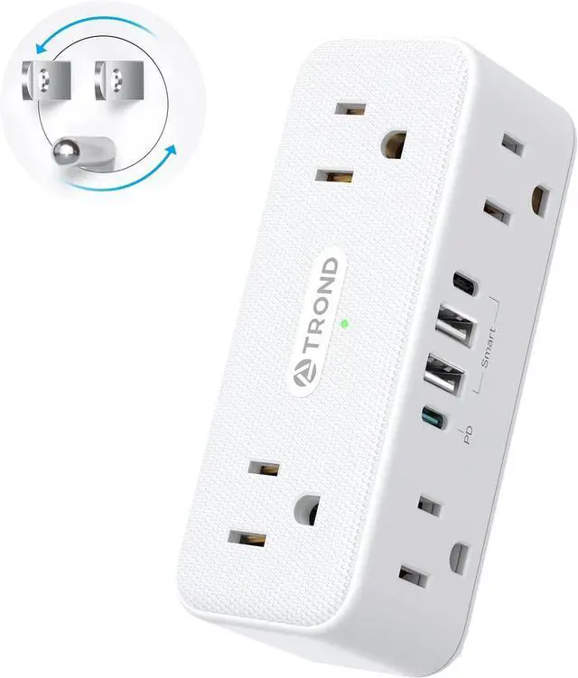 Main image of Outlet Extender Surge Protector 6 AC Outlet Splitter with 360° Rotating Plug Multi Plug Adapter with PD 20W USB C 900J 2 USB-A & 2 USB-C 3 Way Wall Extension Adapter for Home Office Travel