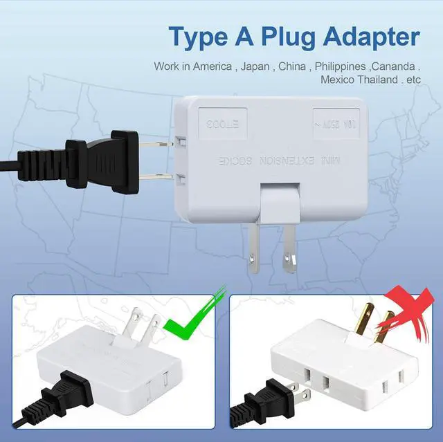 Alt view image 4 of 7 - 3 Way Flat Wall Outlet Extender Safe AC Adapter - 2-Prong Swivel Mini Indoor Wall Tap Plug Outlet Splitter (Quick & Easy Install) Perfect for Home and Travel Type A White (3 Pack)
