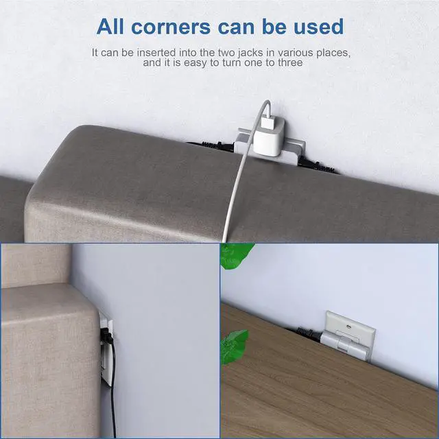 Alt view image 7 of 7 - 3 Way Flat Wall Outlet Extender Safe AC Adapter - 2-Prong Swivel Mini Indoor Wall Tap Plug Outlet Splitter (Quick & Easy Install) Perfect for Home and Travel Type A White (3 Pack)