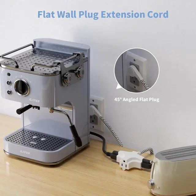 Alt view image 5 of 7 - K Kasonic 3 Outlet Extension Cord 1.5 Feet Flat Plug Extension Cord 16/3 SJTW 3-Wire Grounded 13 Amp 125 V 1625 Watts Braided Power Cord with Multi-Outlet for Indoor Use ETL Listed