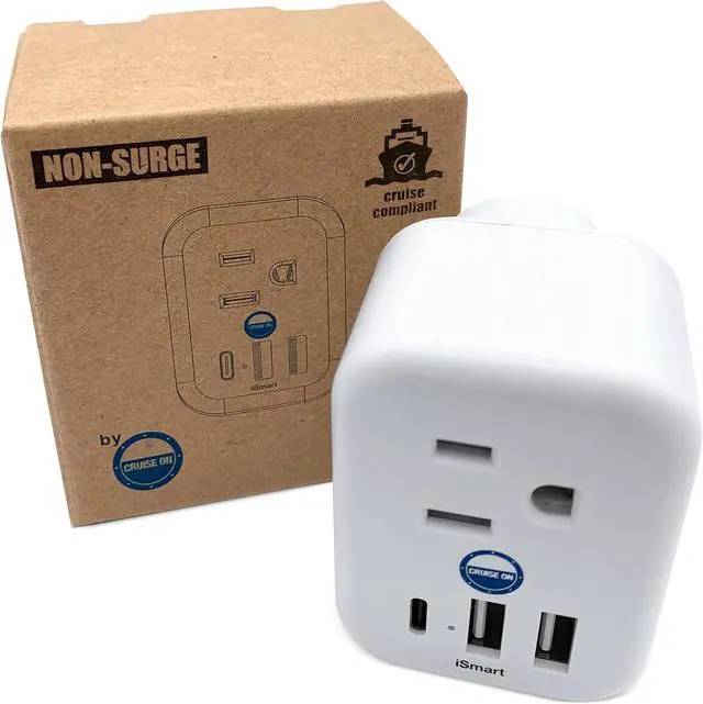 Main image of Cruise Approved Power Strip Non Surge Protector for Cruise Ship Multi Plug, 6 Outlets, 2 USB-A, 1 USB-C, & 3 AC Outlet for Carnival, Celebrity, Princess, Norwegian & Major Lines in 2026 & 2027