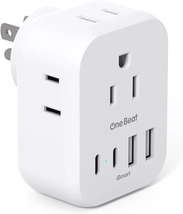 Main image of Travel Cruise Ship Essentials Multi Plug Wall Outlet Extender with 4 Outlets 4 USB Ports (2 USB-C) Cruise Approved Power Strip Non Surge Protector Travel Plug Adapter Cruise Must Haves
