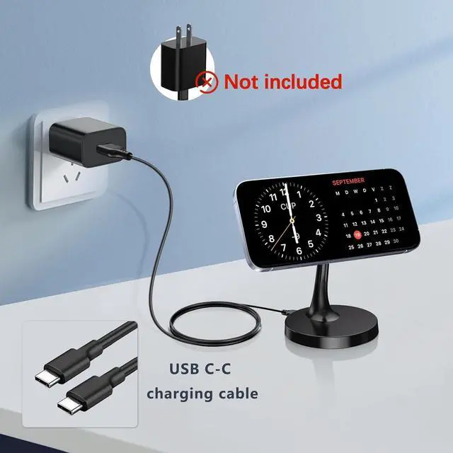 Alt view image 2 of 7 - Magnetic Wireless Charger iPhone Stand 15W Fast Mag-Safe Charger for iPhone 16/16 Pro/16 Plus/16 Pro Max/15/14/13/12 Series  Magnet Wireless Charging Station/Pad for AirPods