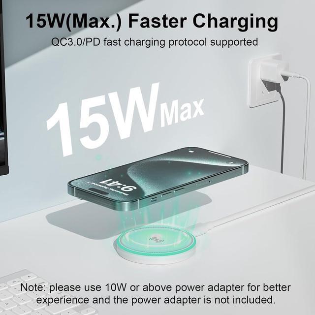 Alt view image 2 of 7 - MagSafe Charger 2Pack 15W Magnetic Wireless Charger Fast Charging Pad with 6FT USB C to USB C Cable Compatible with iPhone 16/15/14/13/12 Series & AirPods 3/2/Pro | Strong Magnet Technology