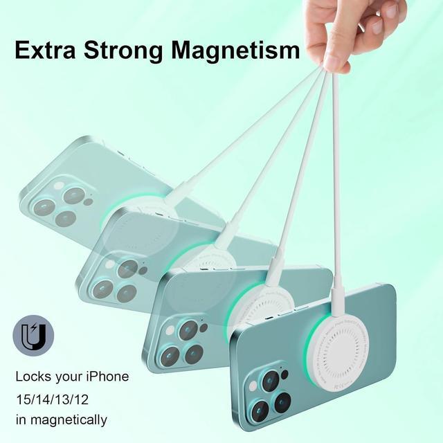 Alt view image 5 of 7 - MagSafe Charger 2Pack 15W Magnetic Wireless Charger Fast Charging Pad with 6FT USB C to USB C Cable Compatible with iPhone 16/15/14/13/12 Series & AirPods 3/2/Pro | Strong Magnet Technology