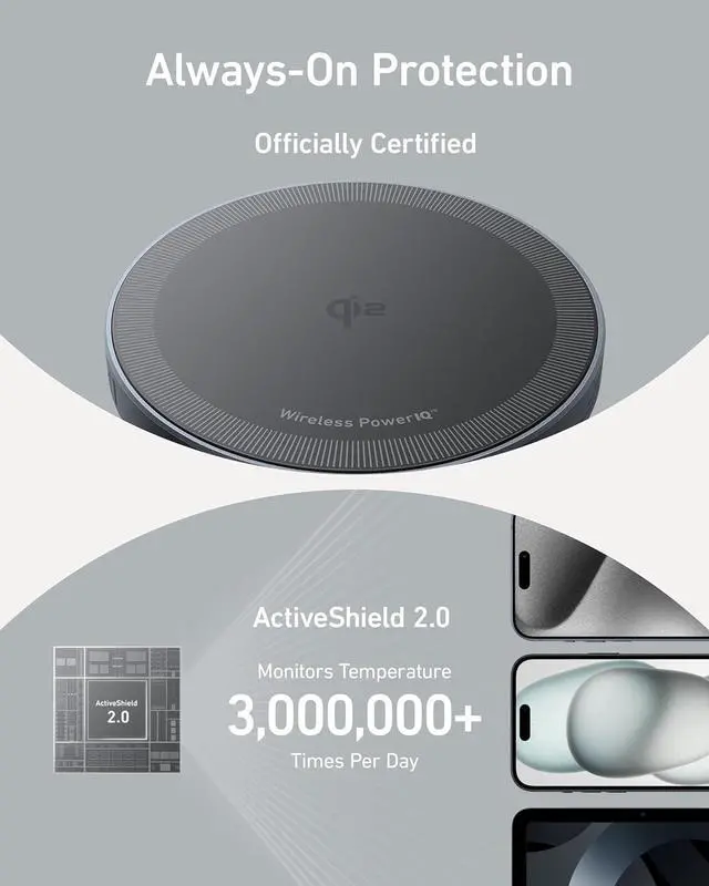 Alt view image 5 of 7 - MagSafe Charger Pad MagGo iPhone 16 Wireless Charging Pad Qi2 Certified 15W Wireless Charger Compatible with iPhone 16/16 Plus/16 Pro/16 Pro Max/15/14/13/12 Series (USB-C Adapter Included)