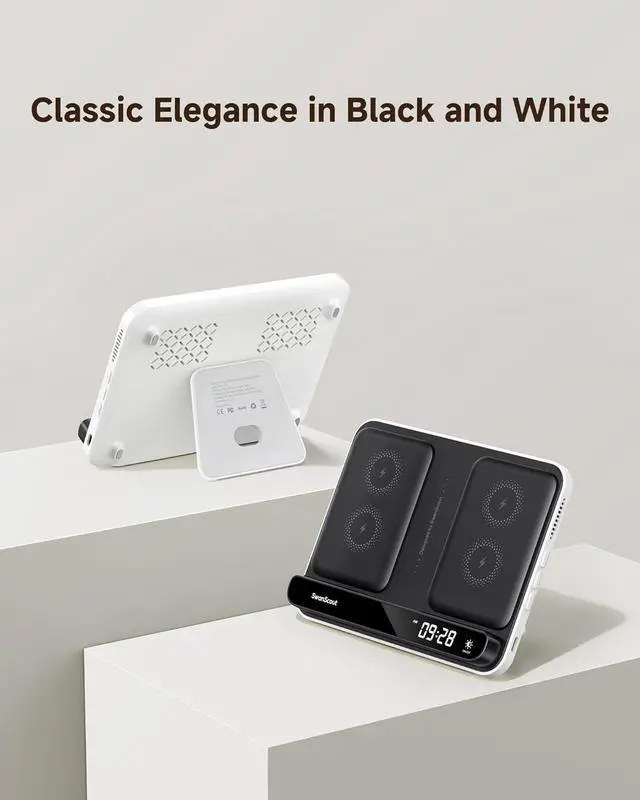 Alt view image 6 of 7 - Dual Wireless Charger Stand 504 Foldable Wireless Charging Station Pad for iPhone 16/15/14 Series  Galaxy S25/S24/S23 Google Pixel 9/8/7 Android Phones AirPods/Galaxy Buds