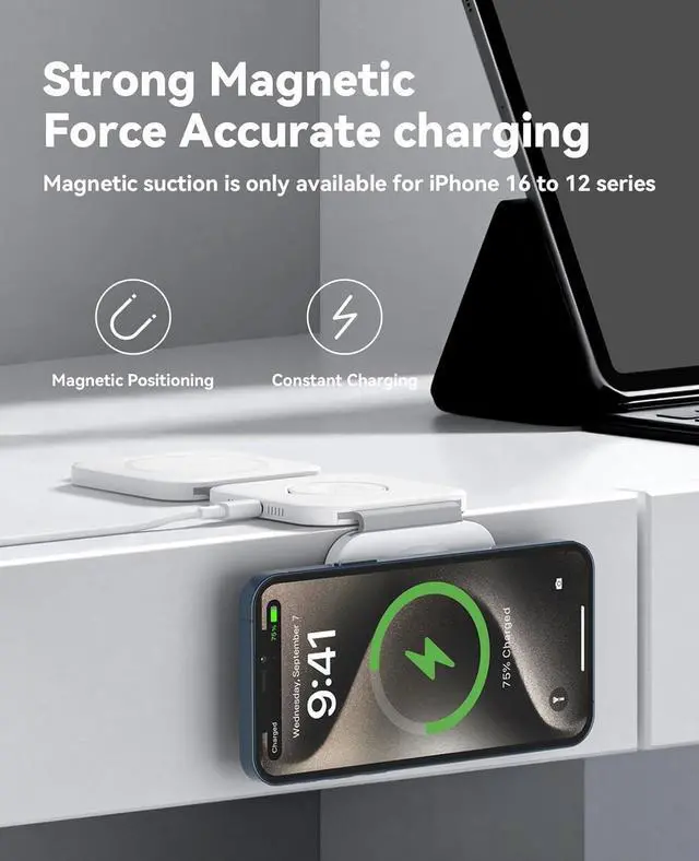 Alt view image 4 of 7 - 3 in 1 Charging Station for  Multiple Devices Foldable Magnetic Fast Wireless Charger Dock Travel Charging Pad for iPhone 17 16 15 14 13 12 Pro Max Plus  Watch Series & AirPods 4/3/2/Pro