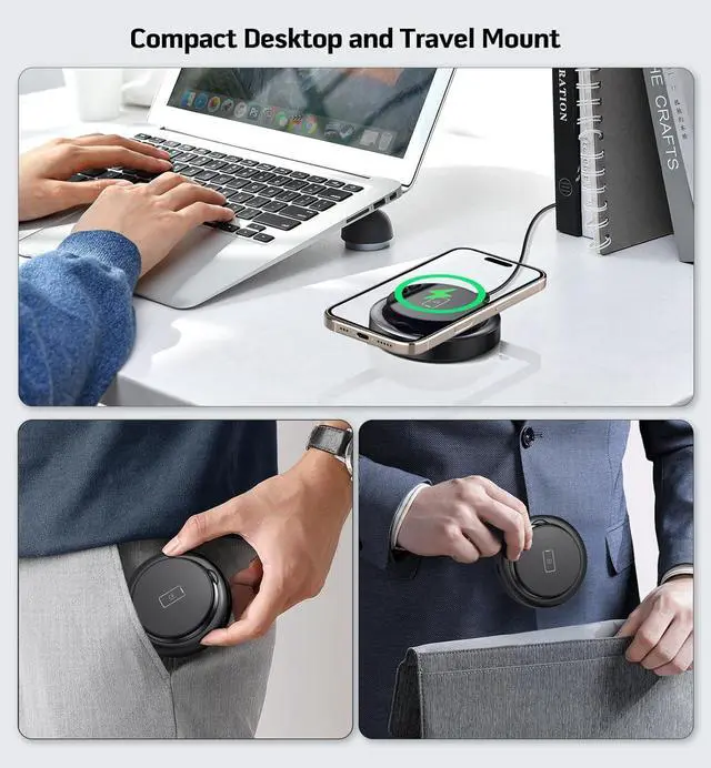 Alt view image 6 of 7 - Magnetic Wireless 15W Fast Mag Safe Charger Pad for iPhone 16 Pro Max/16 Pro/16 Plus/16/15/14/13/12 Series Foldable Charging Station  Mag-Safe Charger for AirPods 3/2/Pro 2/Pro