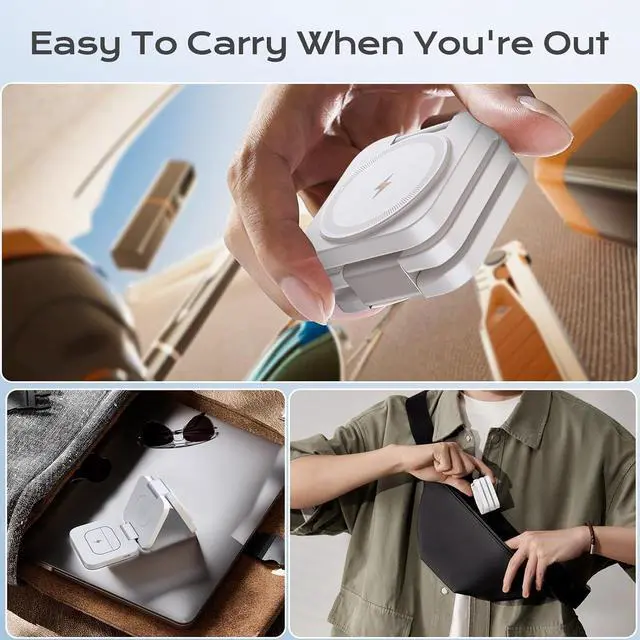 Alt view image 5 of 7 - Wireless Charger for iPhone 3 in 1 Travel Charging Station for iPhone 16/15/14/13/12 Series 5W Foldable Charger for  Watch10/9/8/7/6/5/4/3/SE for Airpods 4/3/2/Pro
