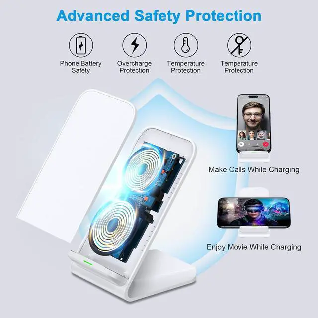 Alt view image 4 of 7 - Pixel Fast Wireless Charger 15W Wireless Charging Stand for Google Pixel 9a 9 Pro XL 8a 8 Pro 7a 7 Pro 6 Pro Android Phone Wireless Charger Stand for  Galaxy S25 Ultra S24 S23 iPhone 16 15