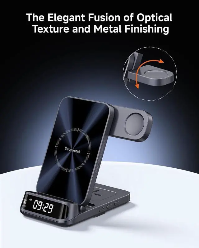 Alt view image 6 of 7 - Wireless Charging Station for  3 in 1 Wireless Charger for  S25/S24/S23/Z Flip/Z Fold for Galaxy Watch 8 Classic/8/Ultra/7/FE/6/5 708S (NO Adapter)