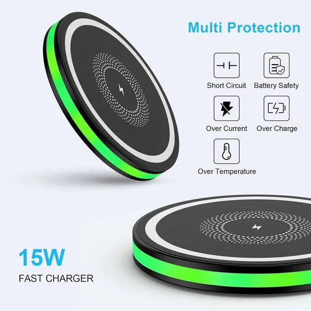 Alt view image 3 of 7 - Wireless Charger for  Android Fast Wireless Phone Charger Charging Pad Wireless Fast Charger for  Galaxy S25 Ultra S25 Plus S25 S24 S23 S22 S21 S20 S10 iPhone 16 Pro Max Plus 15 14 13 12