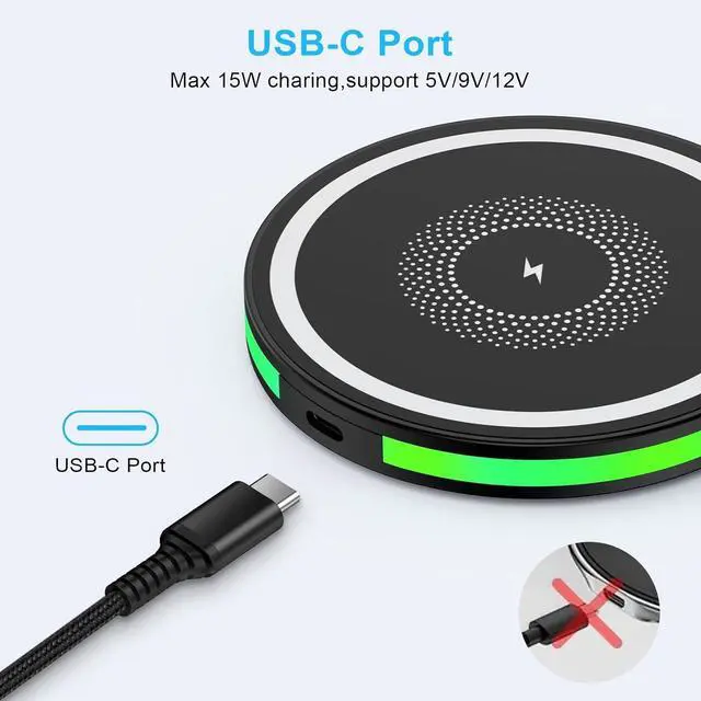 Alt view image 4 of 7 - Wireless Charger for  Android Fast Wireless Phone Charger Charging Pad Wireless Fast Charger for  Galaxy S25 Ultra S25 Plus S25 S24 S23 S22 S21 S20 S10 iPhone 16 Pro Max Plus 15 14 13 12