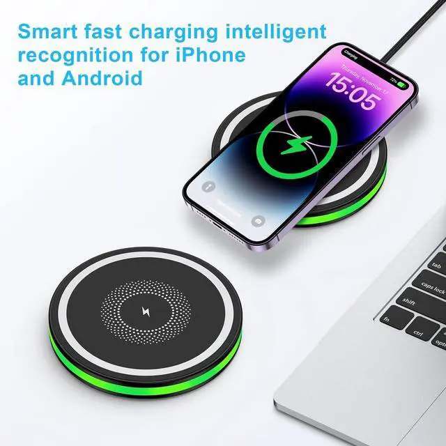Alt view image 6 of 7 - Wireless Charger for  Android Fast Wireless Phone Charger Charging Pad Wireless Fast Charger for  Galaxy S25 Ultra S25 Plus S25 S24 S23 S22 S21 S20 S10 iPhone 16 Pro Max Plus 15 14 13 12
