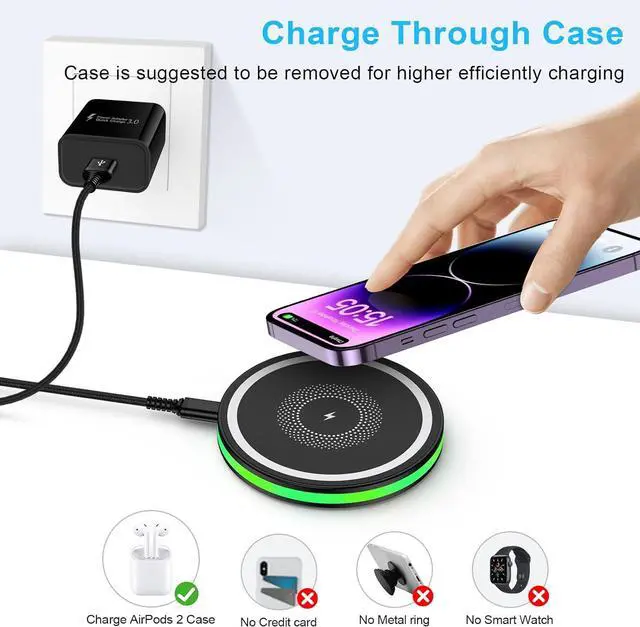 Alt view image 7 of 7 - Wireless Charger for  Android Fast Wireless Phone Charger Charging Pad Wireless Fast Charger for  Galaxy S25 Ultra S25 Plus S25 S24 S23 S22 S21 S20 S10 iPhone 16 Pro Max Plus 15 14 13 12