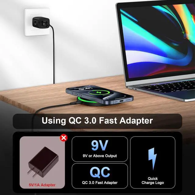 Alt view image 2 of 7 - Android Wireless Charger Fast Charging Pad for Motorola Edge/Razr 2025 2024 Moto G Stylus/Power 2024 Razr 50 Ultra Wireless  Phone Charger Station 15W for Galaxy S24/S23/S22 with QC Adapter