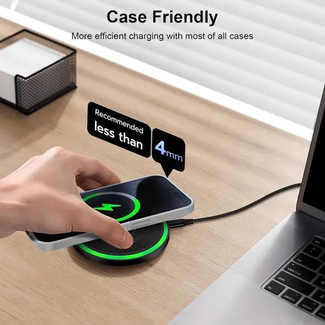 Alt view image 5 of 7 - Android Wireless Charger Fast Charging Pad for Motorola Edge/Razr 2025 2024 Moto G Stylus/Power 2024 Razr 50 Ultra Wireless  Phone Charger Station 15W for Galaxy S24/S23/S22 with QC Adapter
