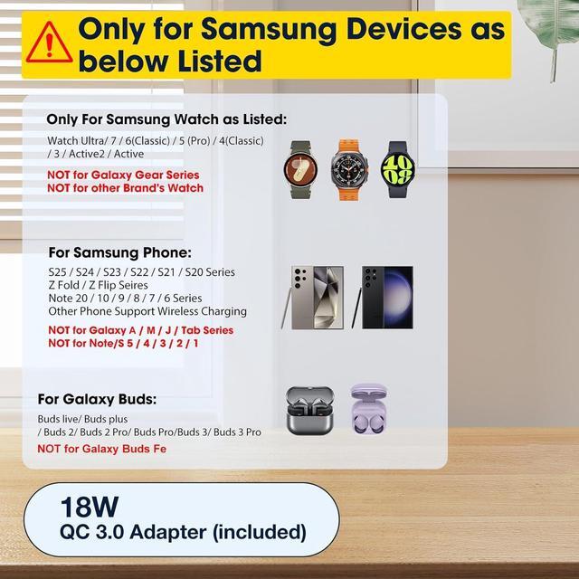 Alt view image 2 of 7 - Wireless Charger for /Android 6 in 1 Phone Nightstand Charging Station Charger with Alarm Clock/Night Light for  S25/S24/S23 Ultra/Buds3 Pro Watch Charger for Galaxy Watch 7/6/5-Black