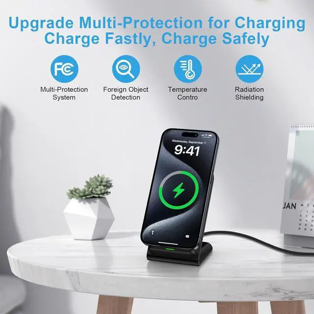 Alt view image 2 of 7 - Google Pixel 9 Wireless Charger Stand Fast Charging for Pixel 9A 9 Pro XL Fold 9 8A 7A 8 7 6 Pro 15W Phone Wireless Charger Station for  Galaxy S25 S24 S23 S22 S21 S20 Ultra FE iPhone 16 15