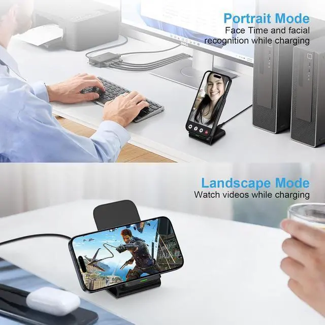 Alt view image 6 of 7 - Google Pixel 9 Wireless Charger Stand Fast Charging for Pixel 9A 9 Pro XL Fold 9 8A 7A 8 7 6 Pro 15W Phone Wireless Charger Station for  Galaxy S25 S24 S23 S22 S21 S20 Ultra FE iPhone 16 15