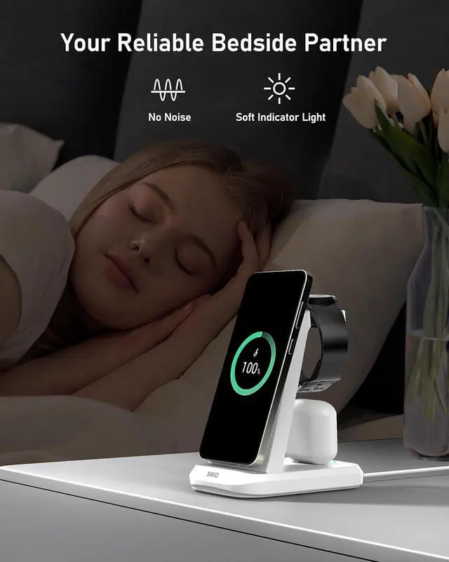 Alt view image 5 of 7 - Wireless Charger for  Phones Watch Earbuds(Not for Z Flip & A Serie-Phone) 3 in 1 Charging Station for Galaxy Watch 7/Ultra/6/5/4/3 S25 S24 S23 S22 S21 S20/Note 20 10/Z Fold 4 3 Buds/2/Pro