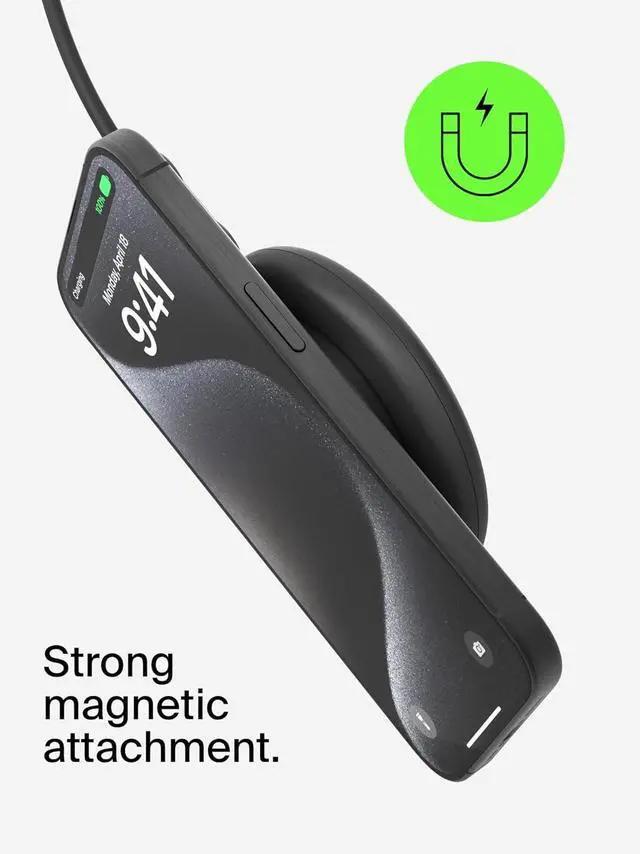 Alt view image 4 of 7 - Belkin Magnetic Wireless Charging Pad 15W - MagSafe-Compatible Qi2-Certified Wireless iPhone Charger for Apple iPhone 16, 15, 14 Series, AirPods w/Non-Slip Base, Power Supply Included - Black