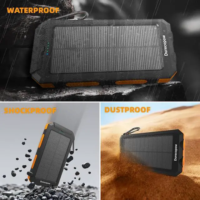 Alt view image 6 of 7 - Solar Charger Power Bank 20 000mAh Portable Charger 4 Cables 3 Ports Fast Charging External Battery Pack with USB C for Cell Phones Solar Panel Charger with Dual Flashlight for Camping