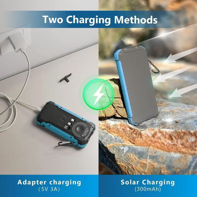 Alt view image 4 of 7 - Solar Charger Power Bank 20 000mAh Portable Wireless Charger Fast Charging External Battery Bank with 6 Outputs for Cell Phones Portable Solar Panel with Dual Flashlight for Camping