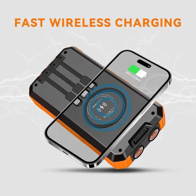 Alt view image 5 of 7 - Power-Bank-Solar-Charger - 20000mAh Power Bank Portable Charger External Battery Pack 5V/2.1A Qc 3.0 Fast Charging Built-in Super Bright Flashlight Compass Carabiner Solar Panel Charging