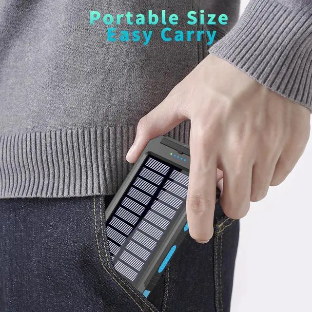 Alt view image 4 of 7 - Solar Charger Power Bank 39800mAh Portable Charger Fast Charger USB C Port Built-in Led Flashlight and Compass for All Cell Phone and Electronic Devices