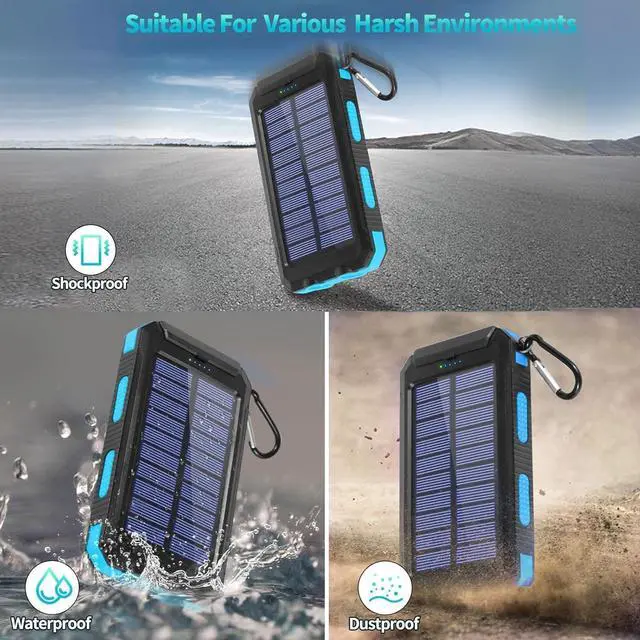 Alt view image 6 of 7 - Solar Charger Power Bank 39800mAh Portable Charger Fast Charger USB C Port Built-in Led Flashlight and Compass for All Cell Phone and Electronic Devices