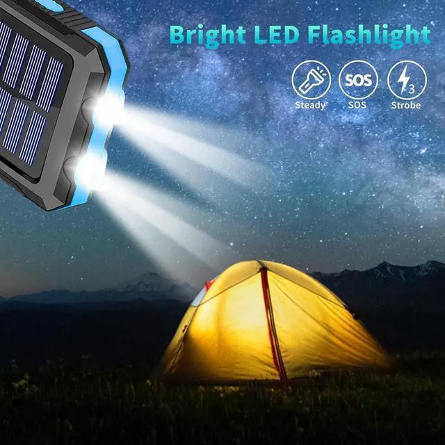 Alt view image 5 of 7 - Solar Charger Power Bank 39800mAh Portable Charger Fast Charger USB C Port Built-in Led Flashlight and Compass for All Cell Phone and Electronic Devices