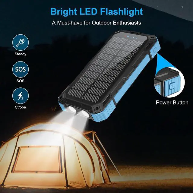 Alt view image 5 of 7 - Solar Charger Power Bank 49800mAh Wireless Portable Phone Charger, 22.5W QC3.0 Fast Charging Built in 4 Cables with USB C 6 Outputs & 2 Inputs for Cell Phone