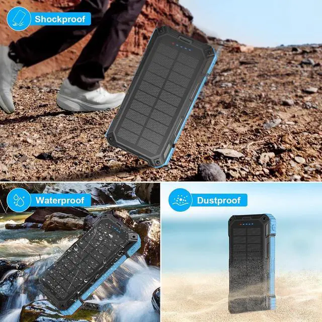 Alt view image 6 of 7 - Solar Charger Power Bank 49800mAh Wireless Portable Phone Charger, 22.5W QC3.0 Fast Charging Built in 4 Cables with USB C 6 Outputs & 2 Inputs for Cell Phone