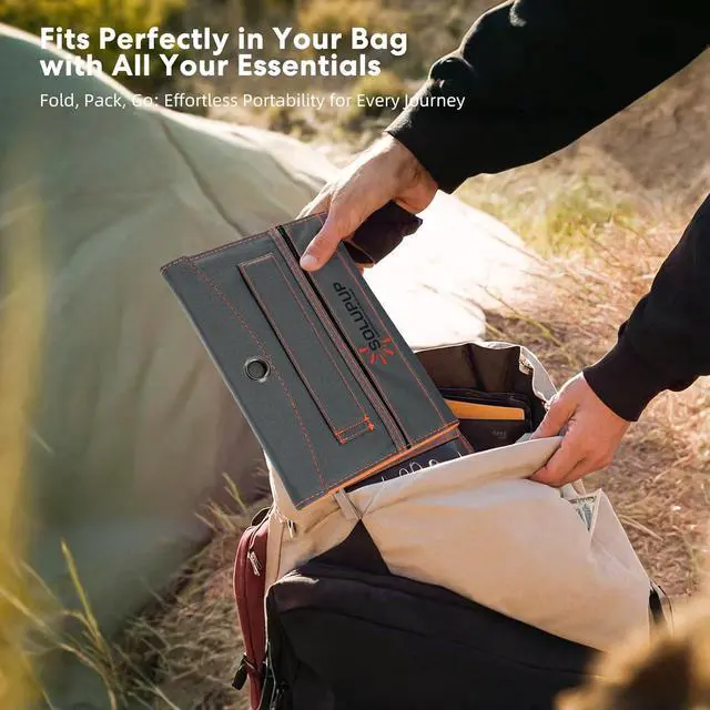 Alt view image 2 of 7 - 10000mah Solar Charger Power Bank 30W Foldable Portable Solar Panel Fast Charging with 1 Type-C & 2 USB-A Ports Ipx5 Waterproof for Phone Tablets & Multiple Devices Camping Outdoor Use