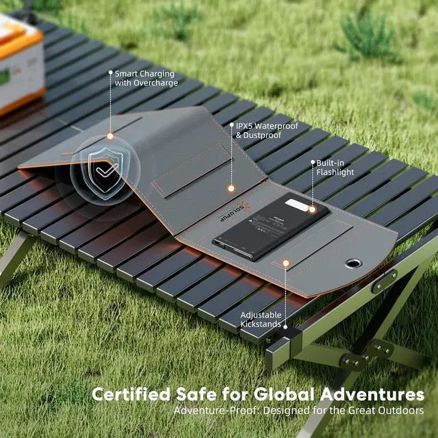 Alt view image 5 of 7 - 10000mah Solar Charger Power Bank 30W Foldable Portable Solar Panel Fast Charging with 1 Type-C & 2 USB-A Ports Ipx5 Waterproof for Phone Tablets & Multiple Devices Camping Outdoor Use