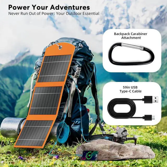Alt view image 6 of 7 - 10000mah Solar Charger Power Bank 30W Foldable Portable Solar Panel Fast Charging with 1 Type-C & 2 USB-A Ports Ipx5 Waterproof for Phone Tablets & Multiple Devices Camping Outdoor Use