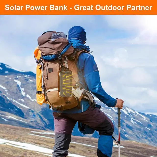 Alt view image 7 of 7 - Solar Charger Power Bank 49800mAh Wireless Portable Phone Charger, 22.5W QC3.0 Fast Charging Built in 4 Cables with USB C 6 Outputs & 2 Inputs for Cell Phone Orange