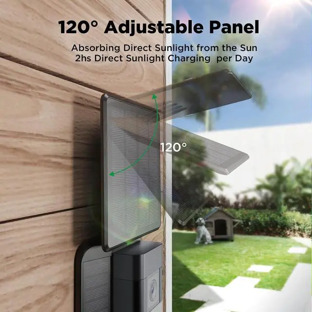 Alt view image 6 of 7 - Solar Charger Compatible with Battery Doorbell (2024 Release) Waterproof Continuously Solar Panel Adjustable Panel Only for USB-C Port Video Doorbell
